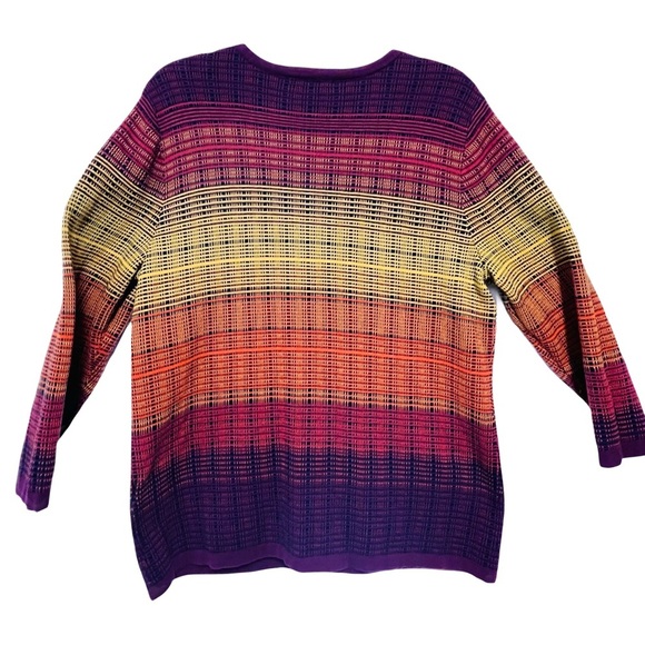 Christopher & Banks Burgundy Orange and Yellow Gradient Cotten Cardigan - Picture 5 of 5